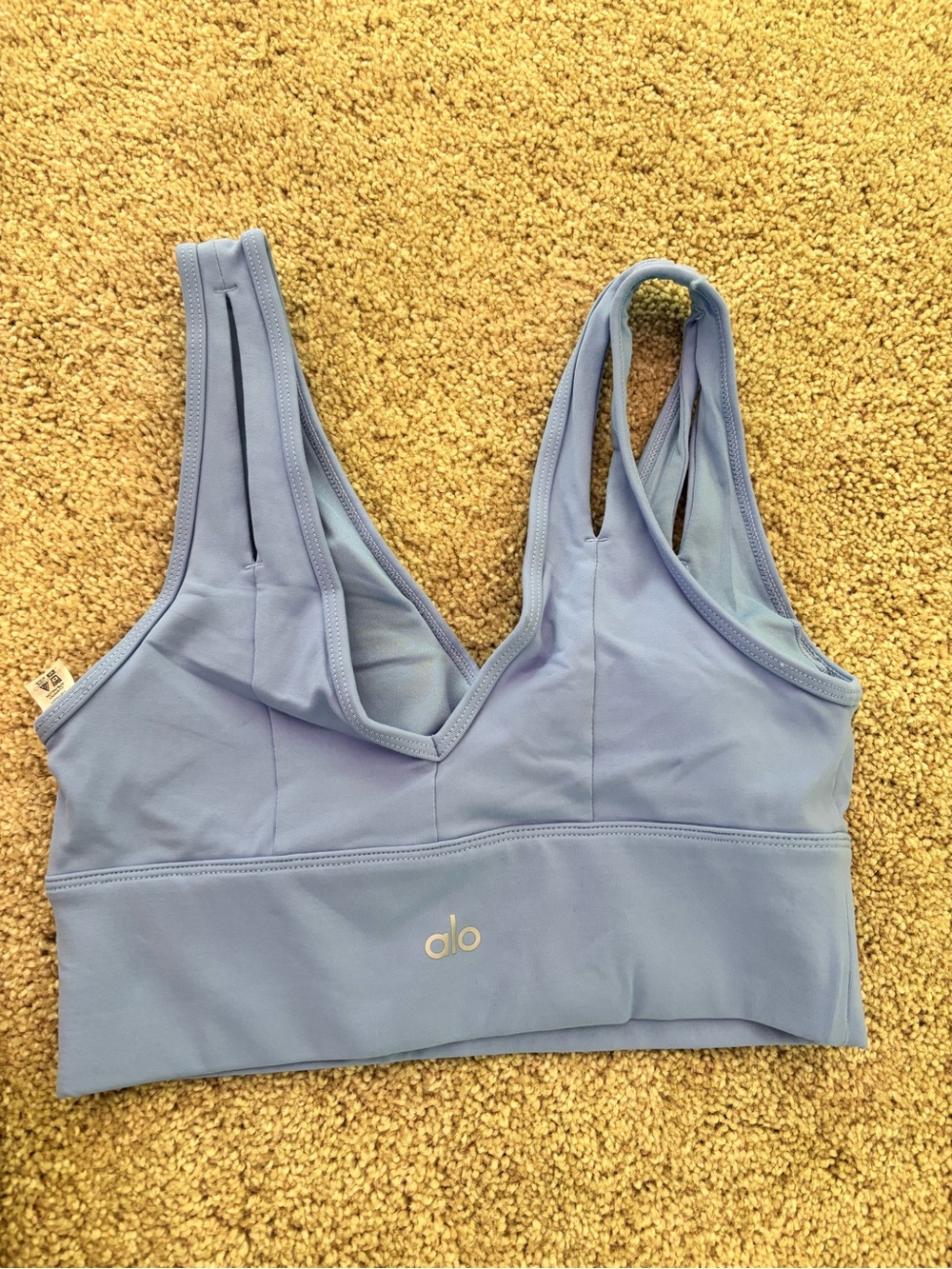 ALO Yoga Lavender Blue V-Neck Double-Strap Sports Bra